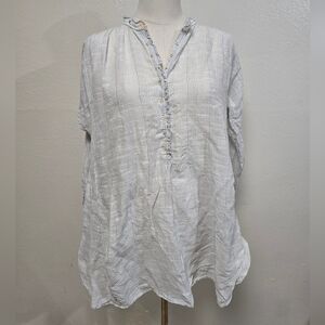 Injiri Button Front Tunic Blouse w/ Pockets Size 36